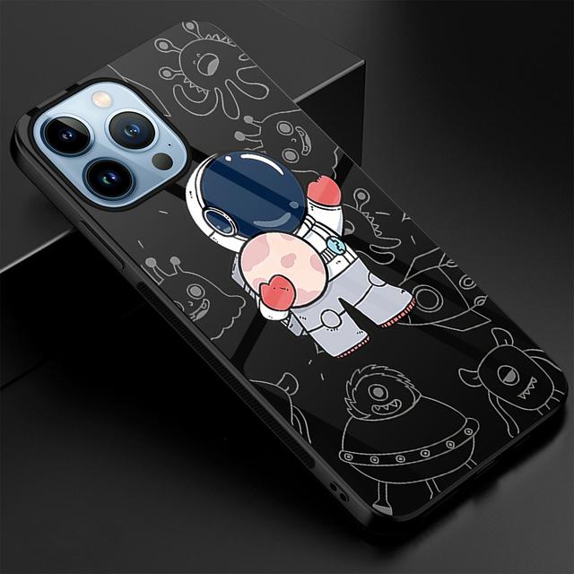 Чехол с милым астронавтом с рисунком для Iphone 14 13 12 Pro Max Mini Xs Xr X, чехол из закаленного стекла для Iphone 7 8 6s Plus Se 2022 11