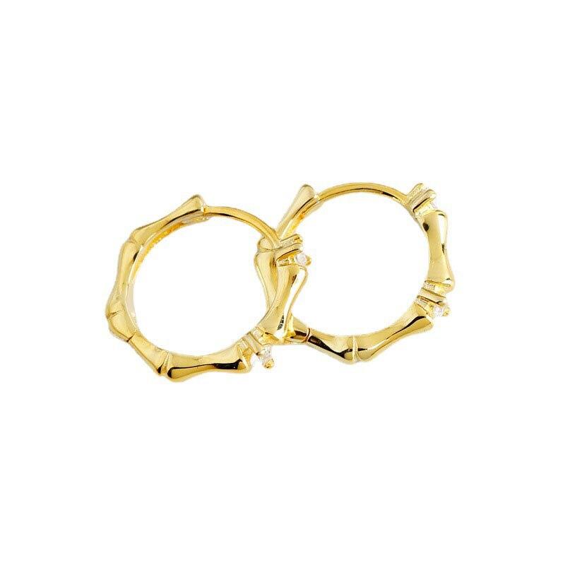 Серьги-кольца из стерлингового серебра 925 пробы в форме бамбука, креативные серьги-французские круги с цирконом, Pendientes Mujer