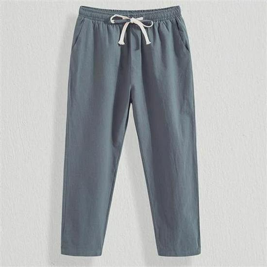 Men's Casual Linen Trousers: Lightweight, Loose Fit, 9/8 Points, Trendy Summer Style