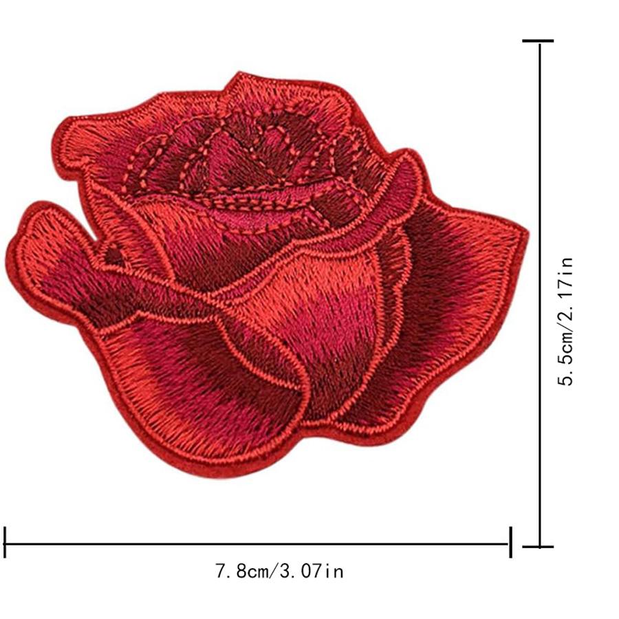 5 шт. наклеек с красной розой, нашивки для одежды, шляп, обуви, вышитые аппликации для ремонта своими руками