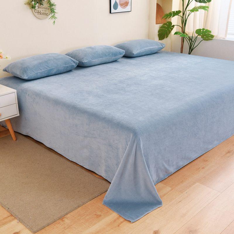 Зимняя теплая толстая плюшевая бархатная плоская простыня, сплошной цвет, большой размер, мягкая фланелевая простыня 350x245 см, не включая наволочку