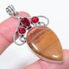 Natural Bloodstone, Garnet 925 Sterling Silver Jewelry Pendant 2.56" I8j93