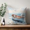 Coastal Seagull Boat Throw Pillow Cover Ocean Beach Nautical Decorative Pillow Case For Home & Living Room