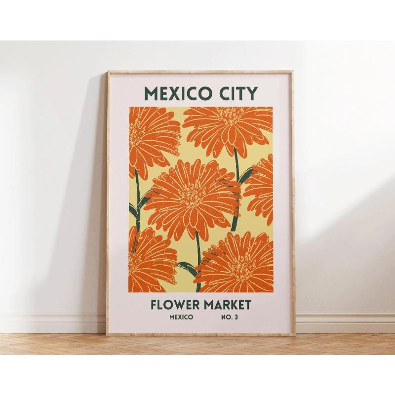 1 шт. Художественные принты «Цветочный рынок» Барселона Япония Испания Мексика Всемирный Эстетический Постер с Растениями Печать Домашний Офис Спальня Декор