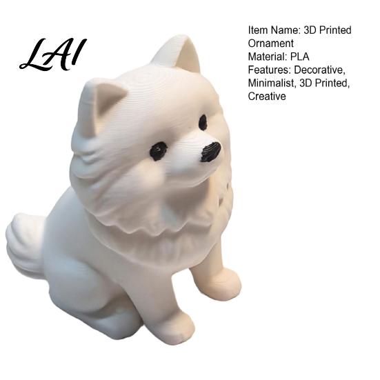 Simple Animal Art Gift 3D Printed Pomeranian Figurine Lifelike Dog Model Statue Collectible Desktop Tabletop Decorative Desk Ornament Home
