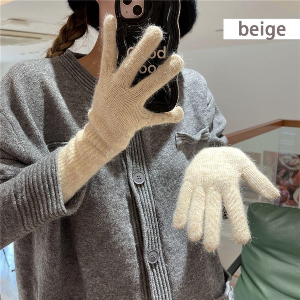 Full Fingers Long Wrist Gloves Rabbit Wool Winter Mittens Fashion Woolen Gloves Autumn Winter
