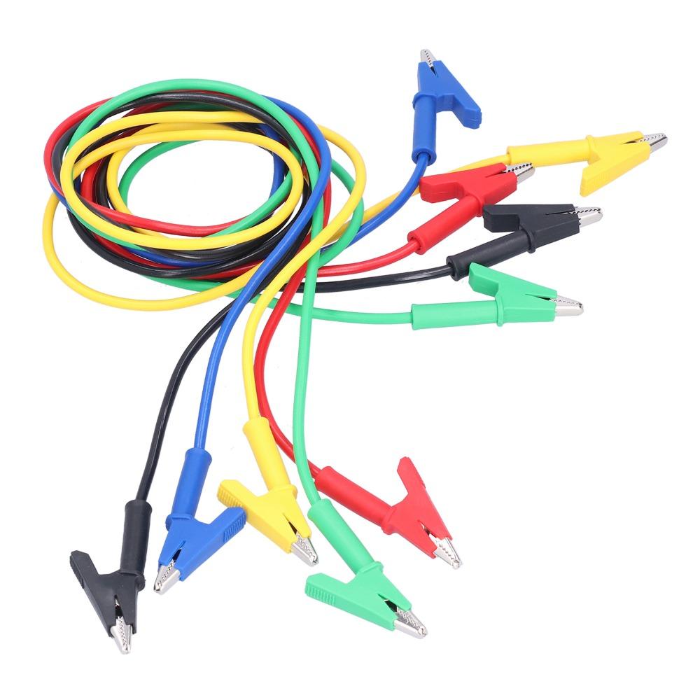 5PCS 1m Test Cable 5 Colors Jumper Wires Durable Alligator Clips Electrical Testing