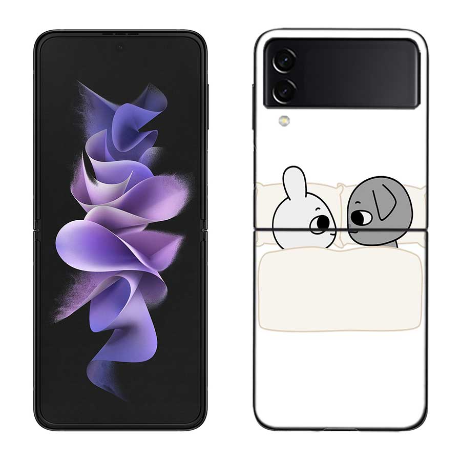 Милый Мультяшный Чехол K-Kkamang для Samsung Z Flip 7 6 5G Galaxy Z Flip 5 4 3 Черный Жесткий Чехол-Крышка Роскошный PC Корпус Coque