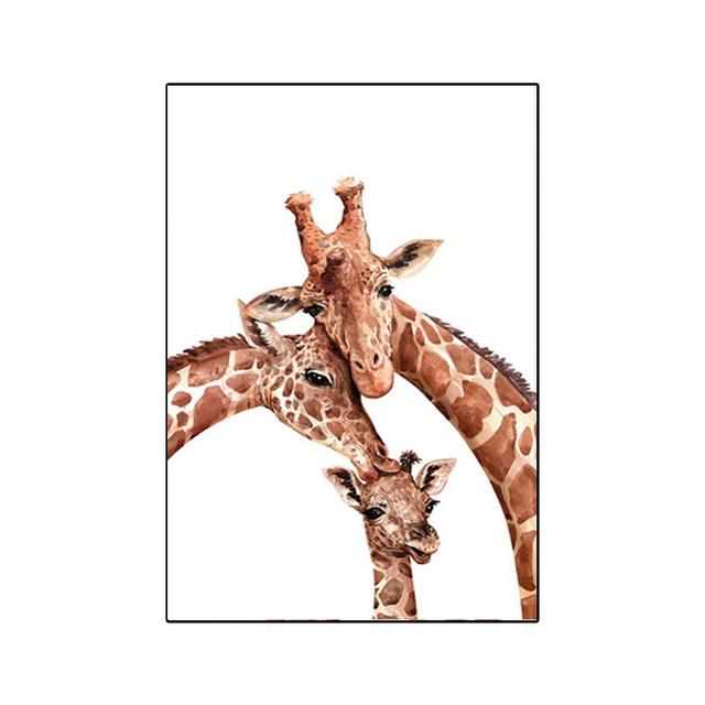 Забавные животные, семейные картины на холсте, акварельные милые постеры с жирафами и принтом, настенное искусство для украшения стен гостиной, Cuadros