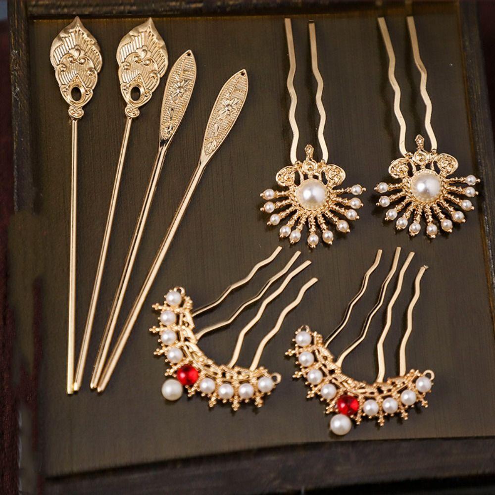 1 Набор Классическая Древняя Палочка для Волос Жемчужный Цветок Гребень для Волос Ханфу Аксессуары для Волос