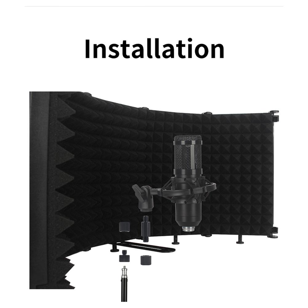 Складная регулируемая звукопоглощающая панель для записи вокала, портативный изоляционный экран для микрофона
