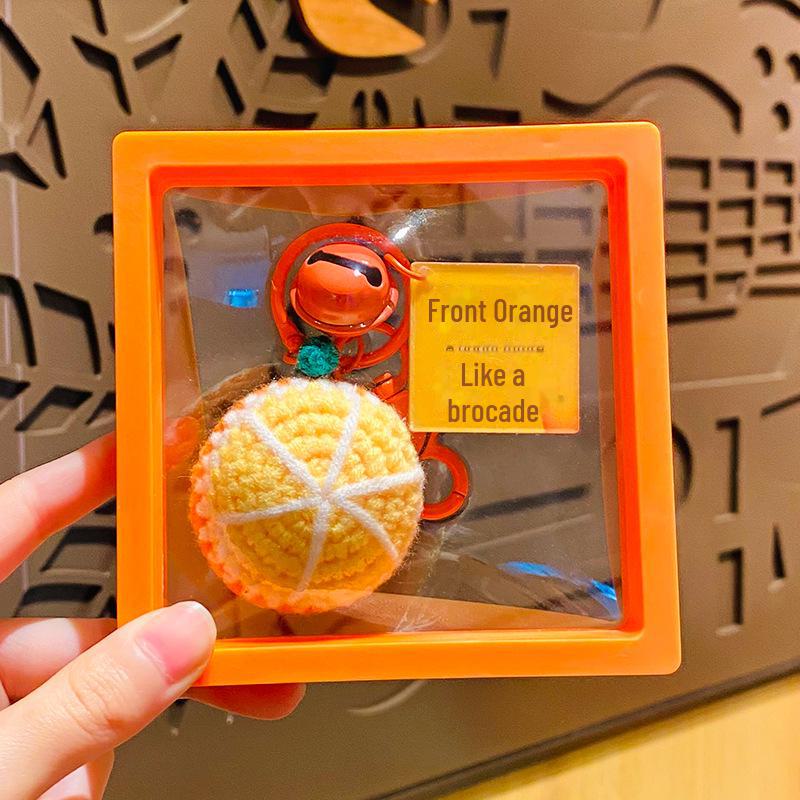 Plush Crocheted Persimmon Peanut Keychain Doll - Handmade Wool Pendant, Perfect New Year Gift