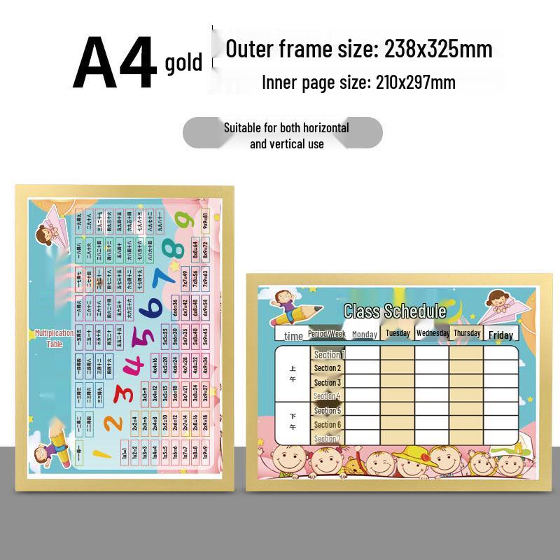 A4 Magnetic Class Schedule Wall Sticker for Primary Students - Wipeable & No Punching Needed