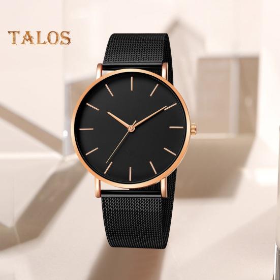 Men Watch Quartz Movement Simple Style Round Dial Stainless Steel Time-checking High Accuracy Daily Office Wristwatch Dating Timepiece