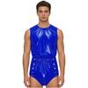 Men’s One-Piece Swim Bodysuit S-3XL Waterproof Sleeveless Back Zipper Open Crotch Button Closure Elastic Waist for Club