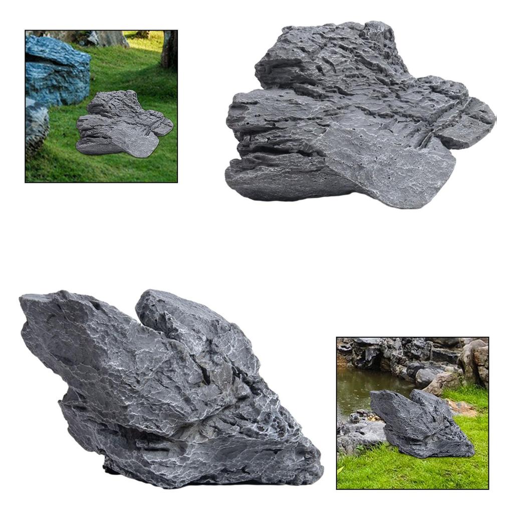 Fake Rock High Fidelity Ornament Lightweight Versatile Decorating Gray Landscape Rock for Indoor Stations Aquarium Yard Hotels