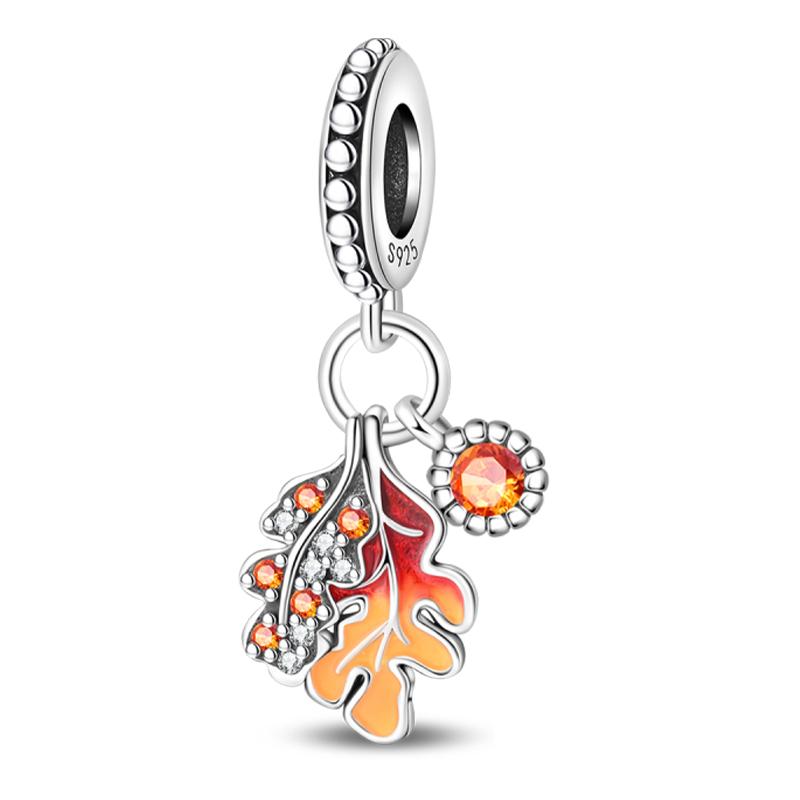 Медь Золотая Осенняя Серия Шармы Бусины Пугало Тыква Кленовый Лист Шармы Для Женщин Изысканные DIY Украшения