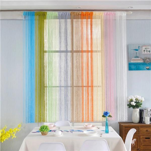 Curtain Living Room Curtains Shiny Tassel Hanging String Door Window Curtain String Door Divider Drape Valance Home Decoration