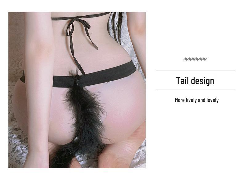 Seductive Christmas Catwoman Lingerie Set with Bowknot & Plush Thong