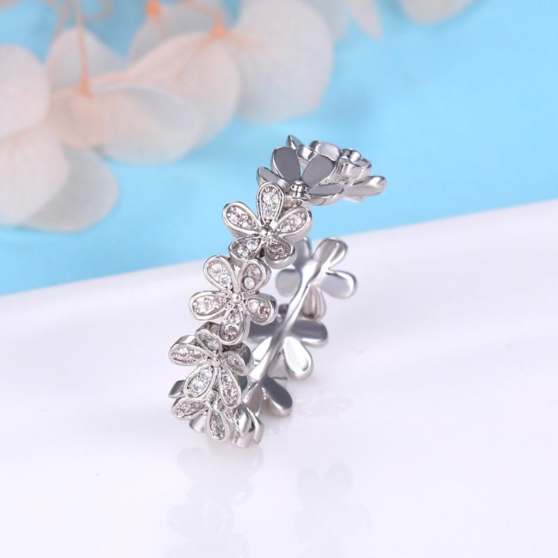 Интернет-знаменитость холодный ветер инкрустированное бриллиантами кольцо с пятью цветками из циркония женское простое открывающееся регулируемое кольцо