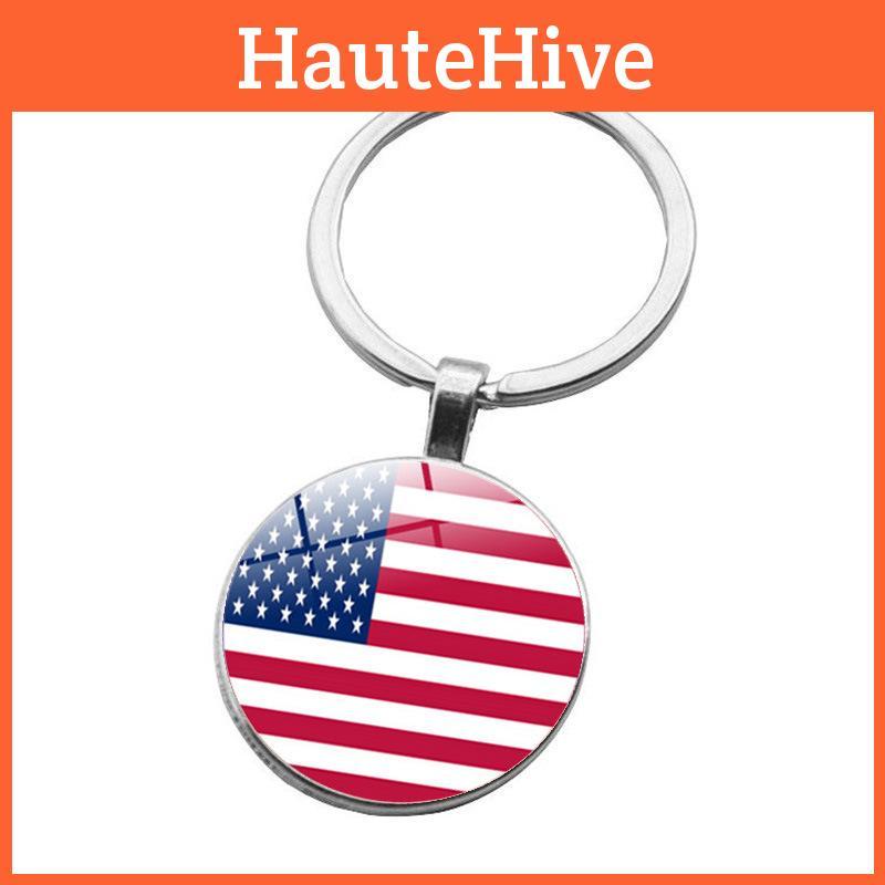 Стильный брелок с американским флагом Металлический аксессуар Современный дизайн Подарок Цинковый сплав