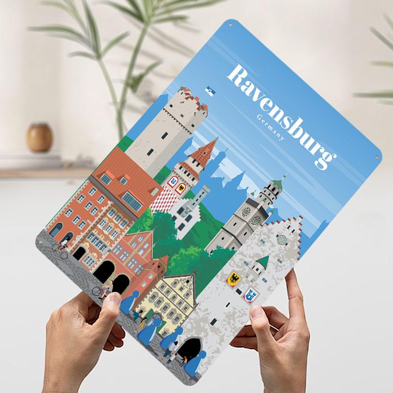 Travel to Ravensburg Poster Customized Vintage Metal Signs Wall Art Retro Tin Plaque for Decoration Bedroom Bathroom Decor House