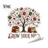 Christmas Tree Wall Decals Grow Your Mind Decal, Fall Halloween Reading Themed Autumn Harvest Decor Sticker, Inspirational Educational for Classroom