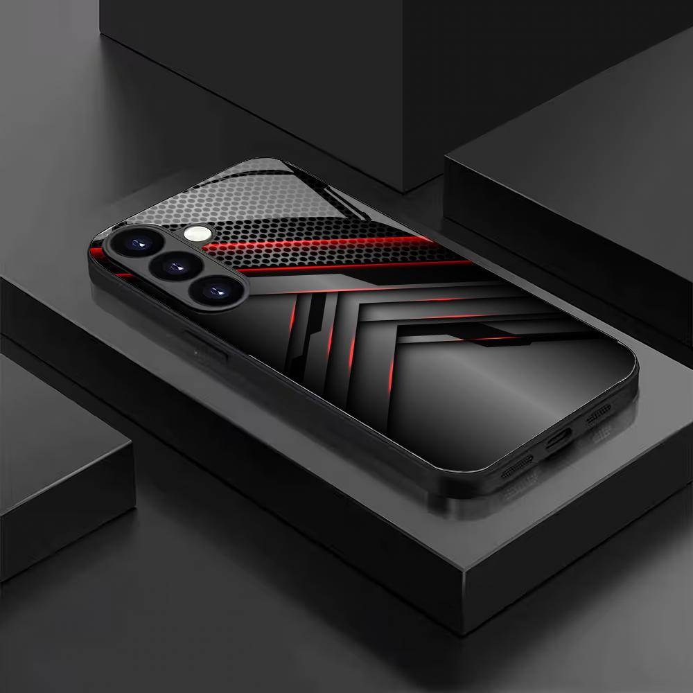 Fashionable business style glass phone case suitable for Samsung Galaxy S26 S25 S24 S23 S22 S21 S20 FE Ultra Plus 5G anti drop
