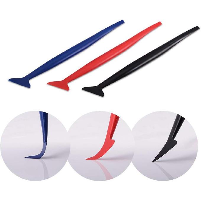FOSHIO Vinyl Car Wrapping Flexible Micro Squeegee Curves Slot Tint Tool Set 3 in 1 with Different Hardness for talling Vehicle Wraps and Auto