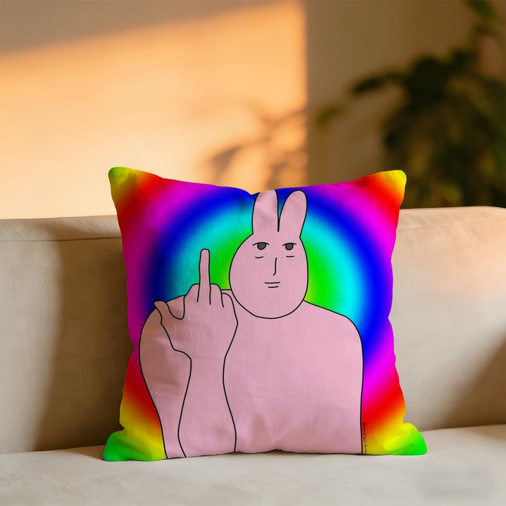 Pink Bunny Cue Cushion Cover Cozy Velvet Throw PillowSoft Warm Cushion For Sofa  Bed