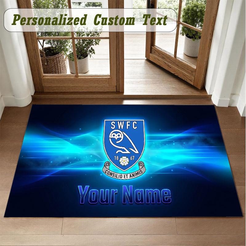Crystal Velvet Square Rug Custom NameSheffield Wednesday FC Pattern Non Slip Home Floor Decor Rug