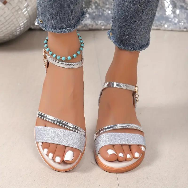 Женские сандалии на низком каблуке, однотонные, с открытым носком, повседневные, противоскользящие сандалии для отдыха на открытом воздухе