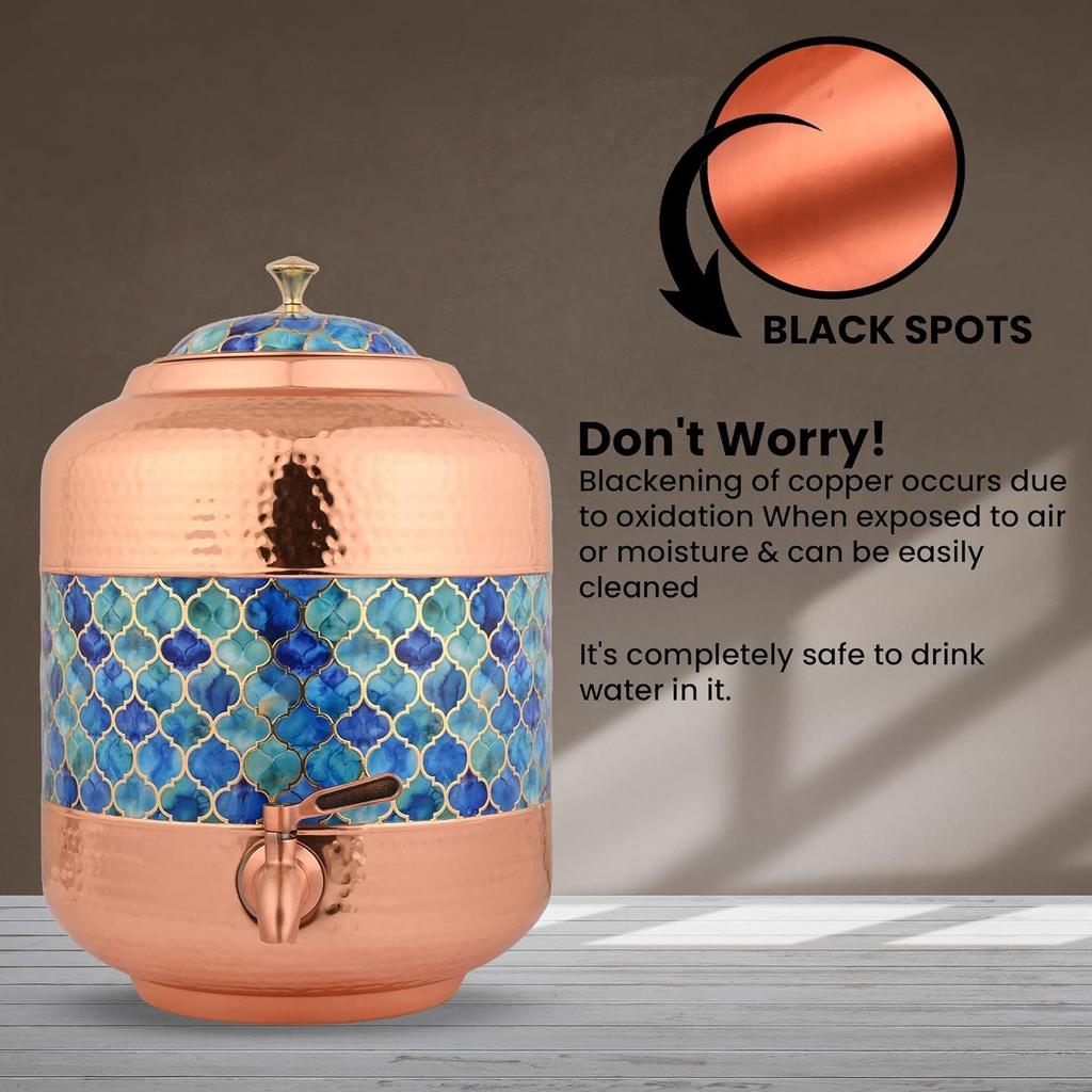 Медный молоток, резной диспенсер для воды, матка, сосуды, горшок, контейнер с краном из нержавеющей стали, 11 литров, аюрведические преимущества для здоровья, йога, медь