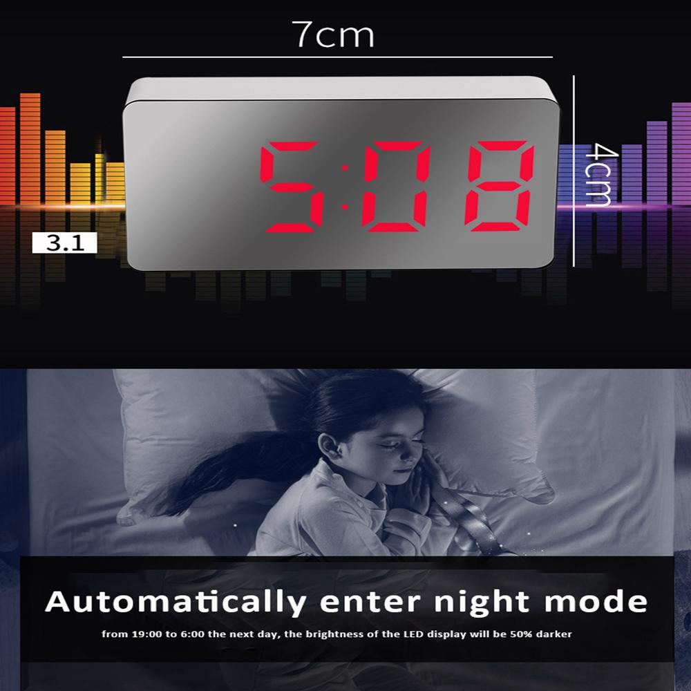 Светодиодные зеркальные настольные часы, мини-декоративные часы, цифровые будильники, немой домашний декор, портативный повтор, отображение времени для детей