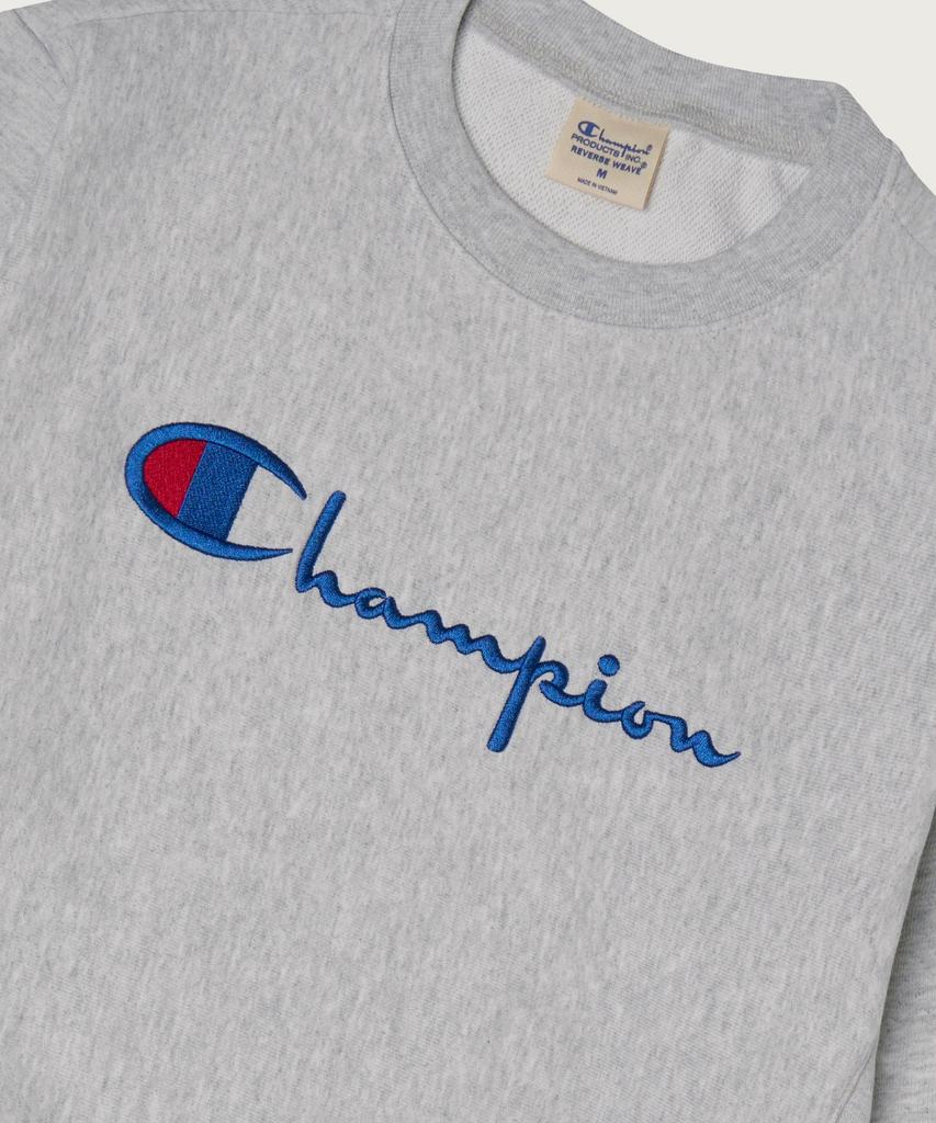 Champion Женский укороченный свитшот с обратным плетением и большим логотипом, светло-серый