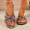 Fashion Bohemia Style Flat Sandals Women 2025 Summer Ethnic Outdoor Slippers Woman Plus Size 43 Retro Gladiator Shoes Slides