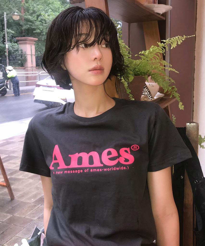 AMES-WORLDWIDE (Unisex) Basic Logo Tee Charcoal