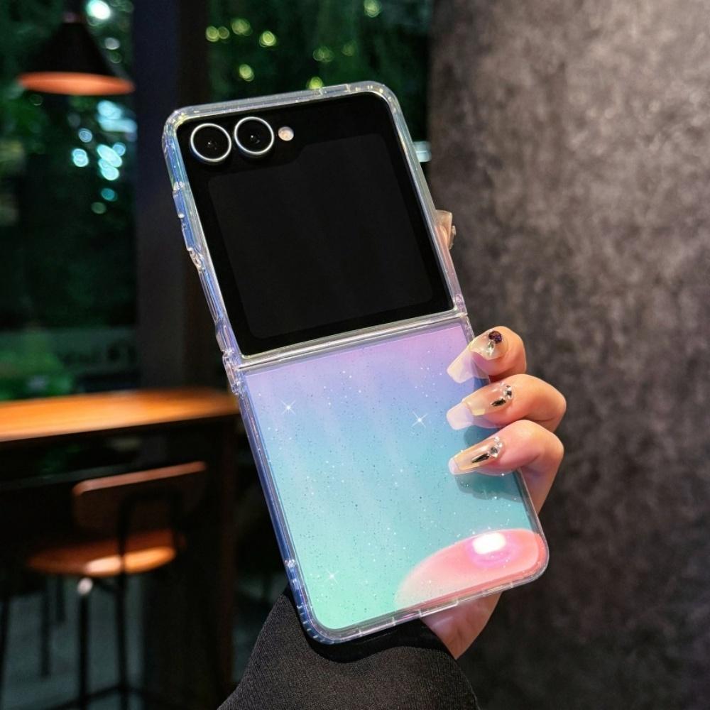 Чехол Laser для Z Flip 7 с поддержкой MagSafe Прозрачные складные чехлы для Samsung Galaxy Z Flip 7 6 5 4 3 Flip7fe Flip7 Сияющий PC Funda