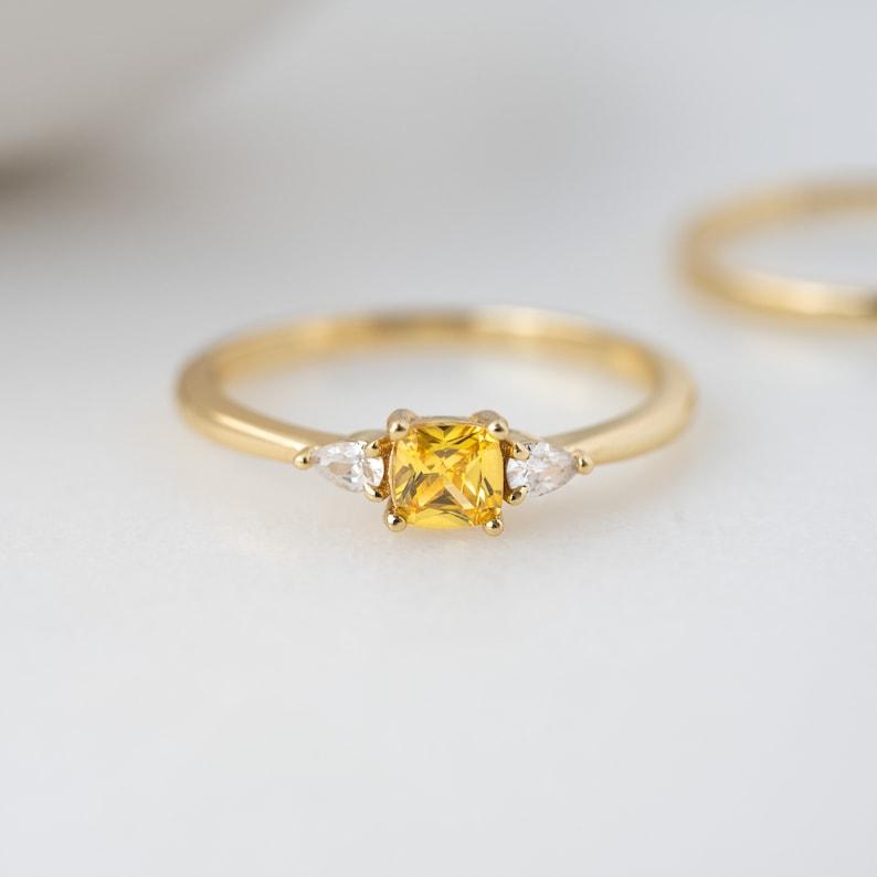 Dainty Yellow Ring, Yellow Stacking Ring, Yellow Minimalist Ring, Gift for Her, Gemstone Ring, Promise Ring, Dainty Ring Thin Ring