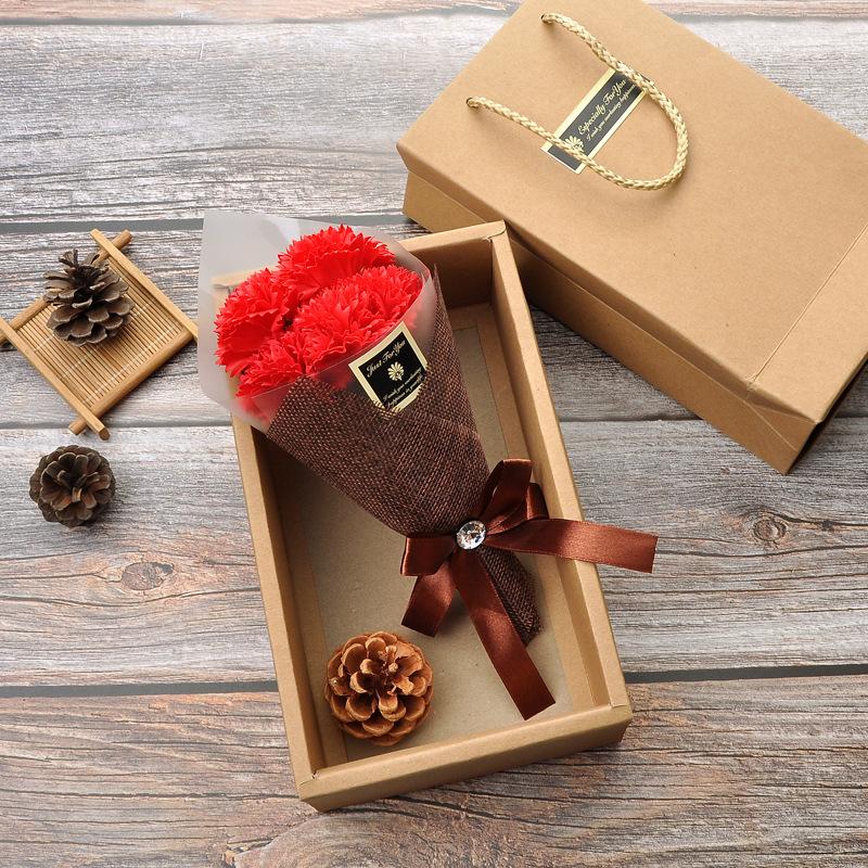 Искусственная гвоздика Мыло Букет гвоздик с куклой-медведем Подарок на день рождения Подарок на День матери Украшение для дома Свадебное украшение