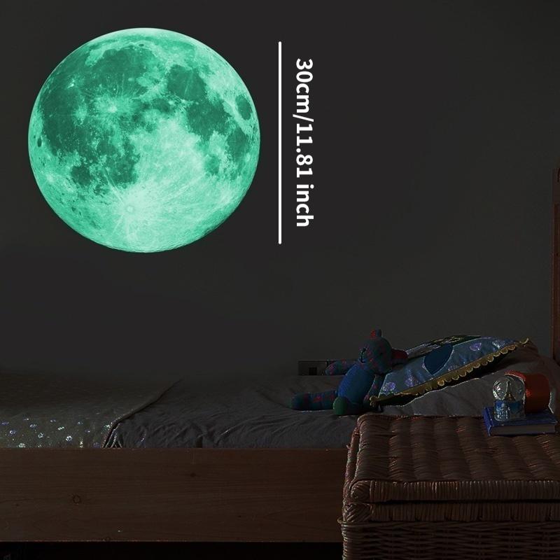 Светящиеся наклейки на стену для детской спальни, домашнего декора, лунные звезды, светящиеся флуоресцентные наклейки на стену