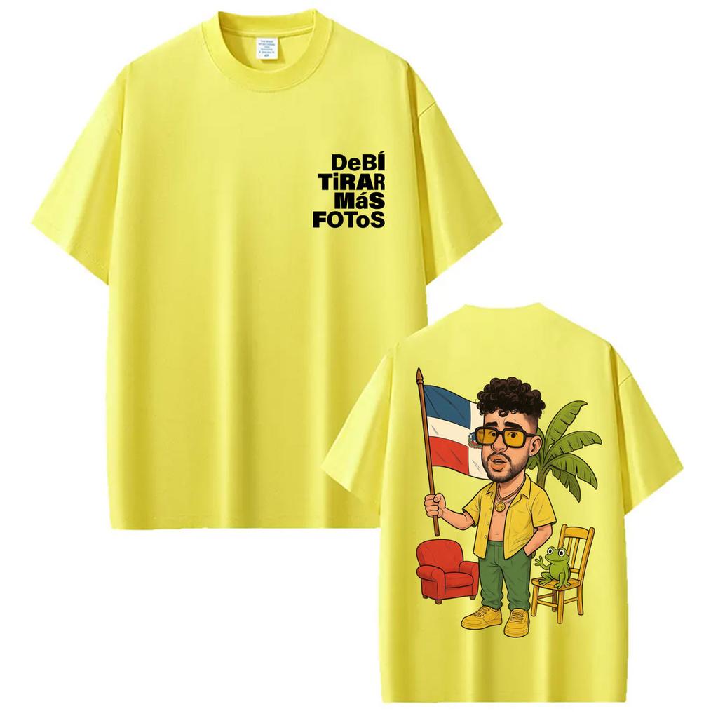 Футболка рэпера Bad Bunny Debi Tirar Mas Fotos DTMF World Tour Модные футболки Унисекс Женские Винтажные Хип-Хоп Хлопковые Летние Футболки