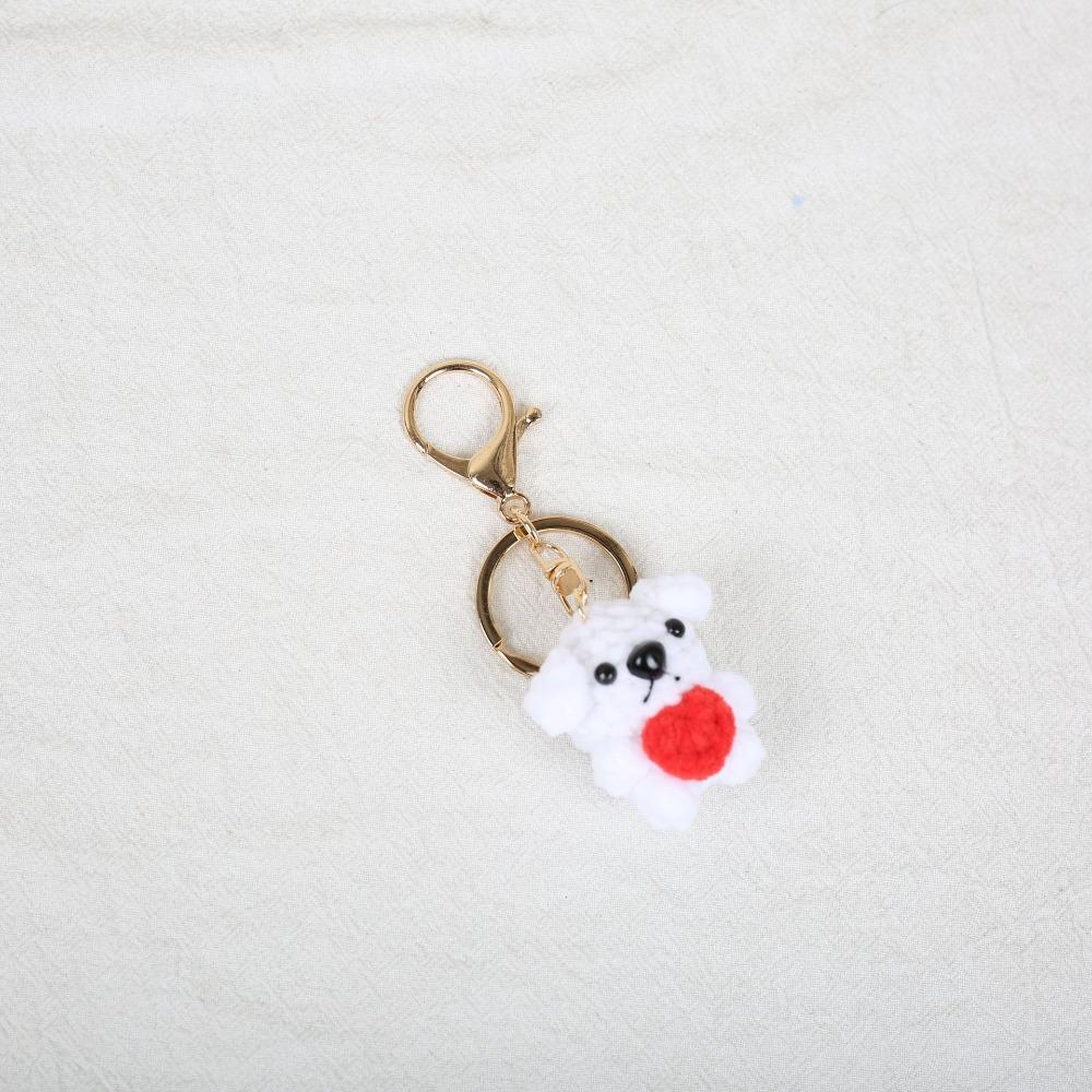 Handmade Knitted Dog Pendant Bag Decor Woven Key Ring Jewelry Gift Crochet Corgi Keychain Backpack