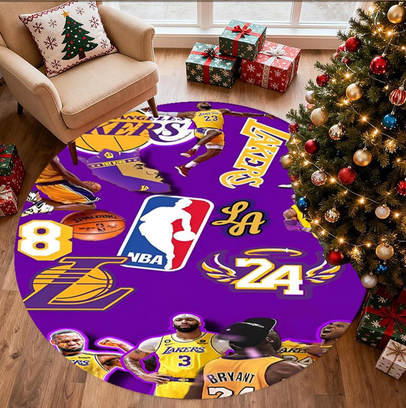 NBA Pattern Round Rug, Indoor/Outdoor Mat, for Picnic, Gameroom, Bedroom, Office, Living Room, Home Decor Carpet, Birthday Gift