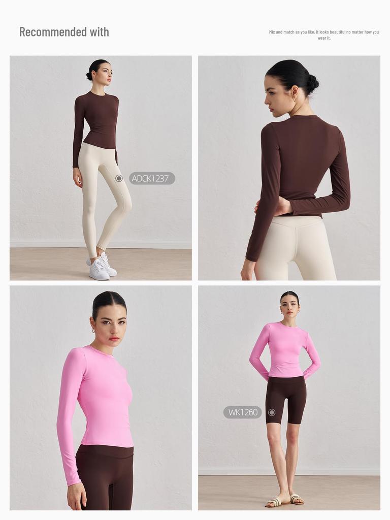 SNU Осенний свитшот с круглым вырезом, облегающий топ для йоги - Ощущение обнаженности, с длинным рукавом, фитнес базовый слой