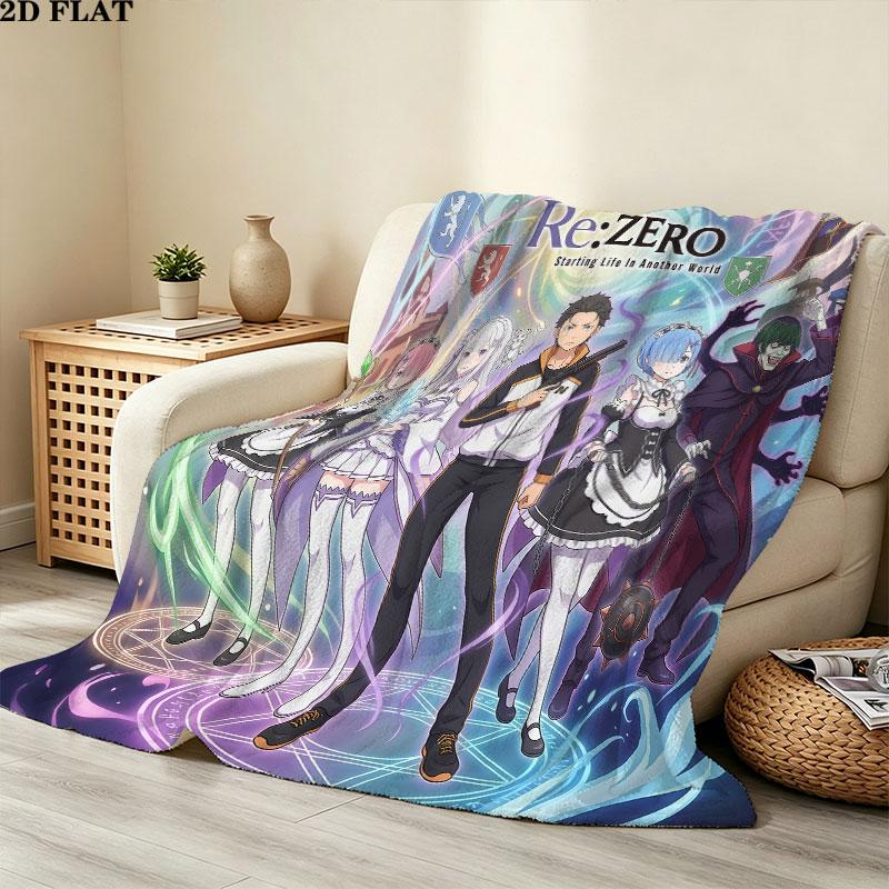 1PC Re Zero Patterned Flannel Blanket Suitable For All Seasons For Home Decor Warmth And Comfort Gifts Holiday Present