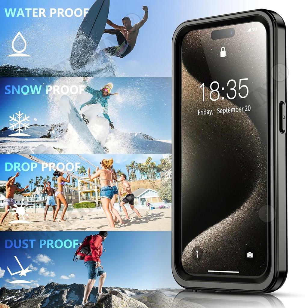 Водонепроницаемый чехол IP68 для iPhone 15 14 13 12 11 Pro Max Plus XR XS 8 7 SE RedPepper для дайвинга, плавания, спорта на открытом воздухе