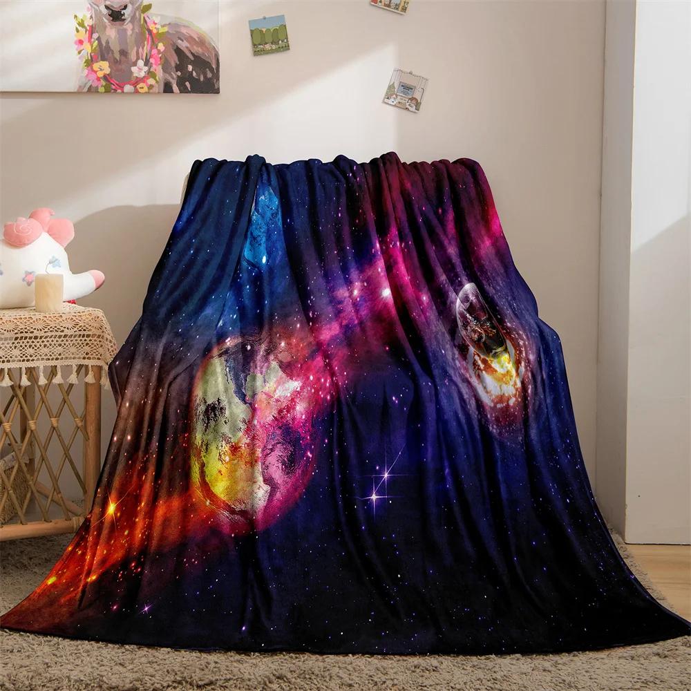 Galaxy Blanket Star Throws Planet Space Gift for Boy Girl Colorful Soft Lightweight Flannel Fleece Blankets Purple for Bed Couch