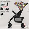Lightweight Baby Stroller One Lick Folding Baby Stollingcart Can Sit & Lying with Large Canopy Storage Cup Holder for Infants