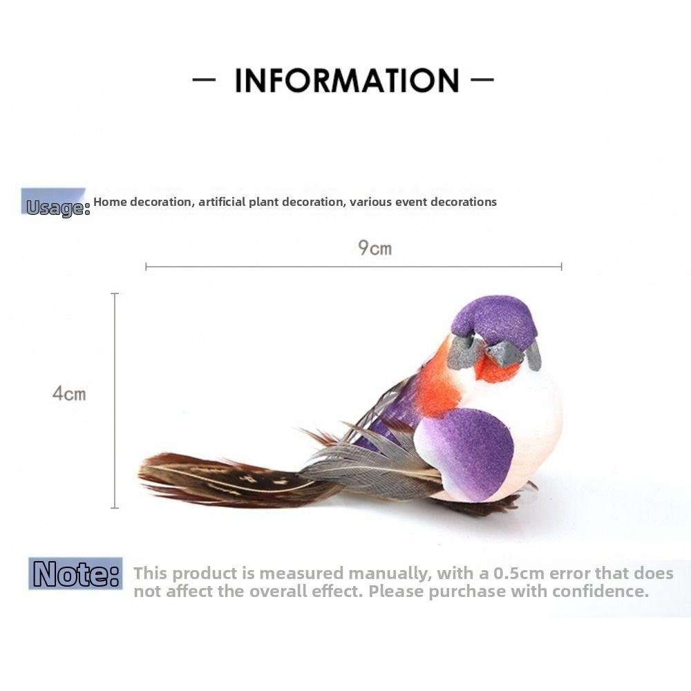 6PCS DIY Accessories Artificial Birds Mixed Color Artificial Bird Model  Garden Ornament